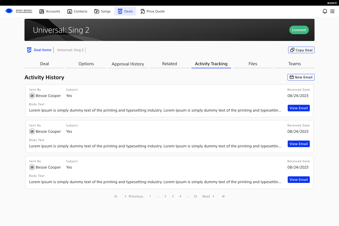 Deal workspace — activity